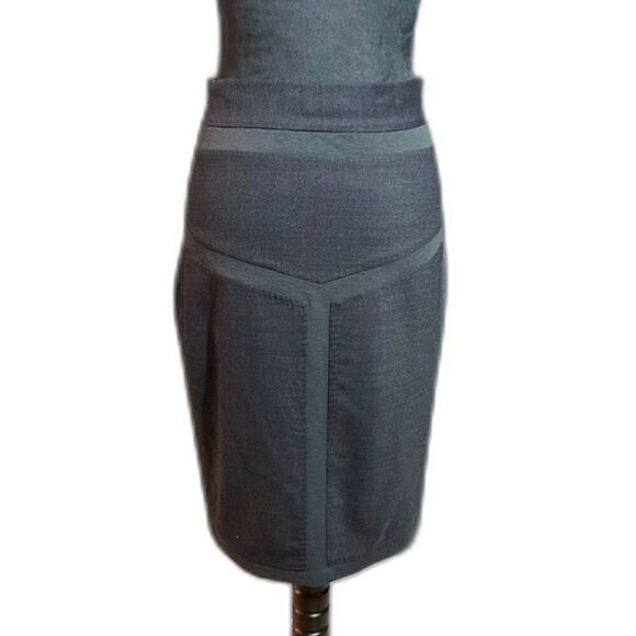 DIANE VON FURSTENBERG Women's Geometric Detail 100% Wool Pencil Skirt Size 8 - Picture 2 of 8